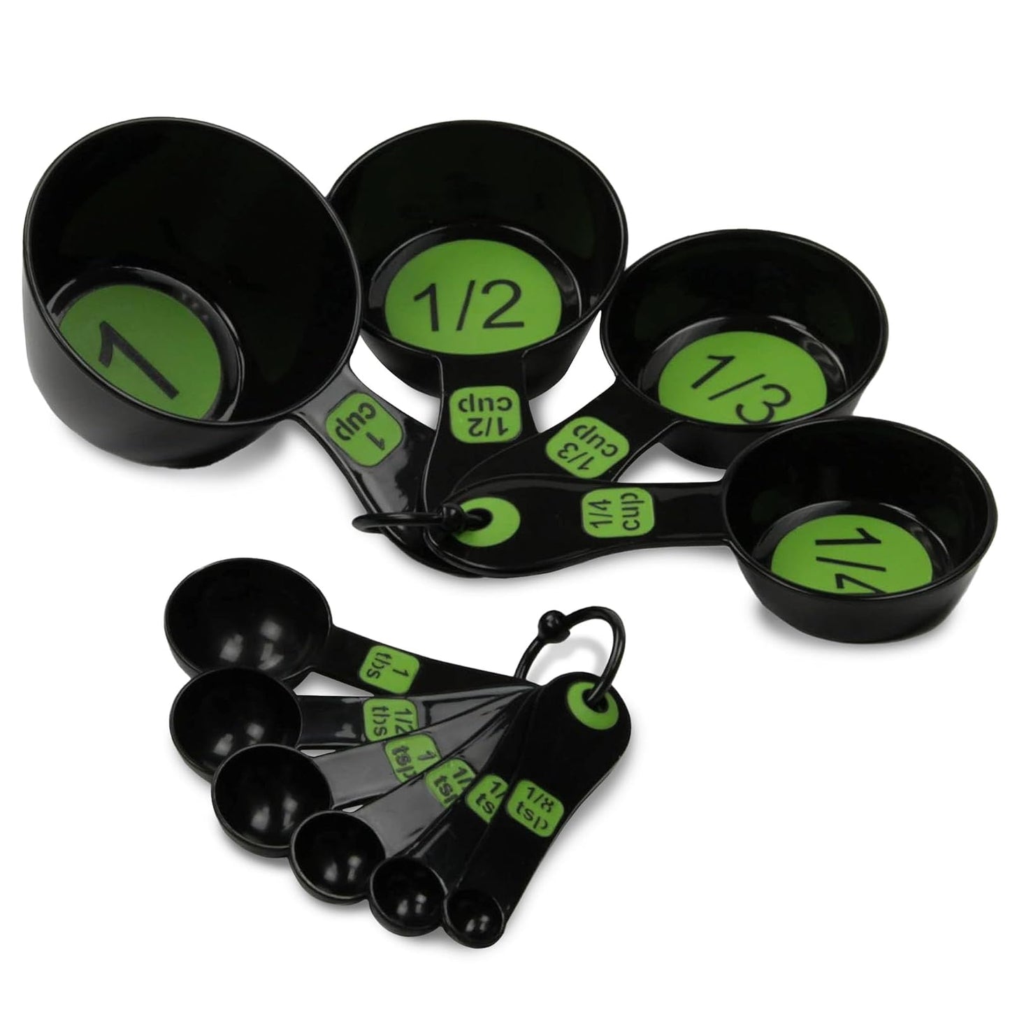 Chef Craft Easy to Read Plastic Measuring Cup Set, 10 Piece, Green