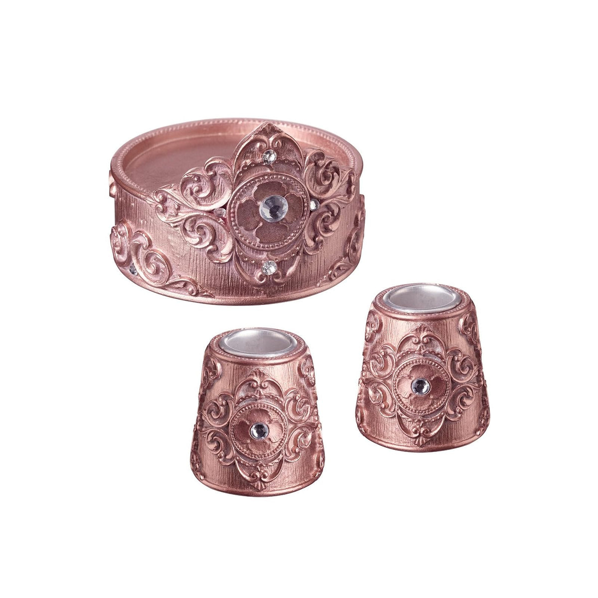 Lillian Rose Candle Holder, 3.5" x 3.5", Rose Gold