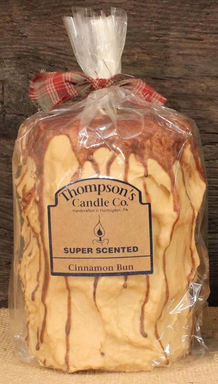 Thompson's Candle Co Super Scented LG (44 oz) Pillar 200 Hrs "Cinnamon Bun"