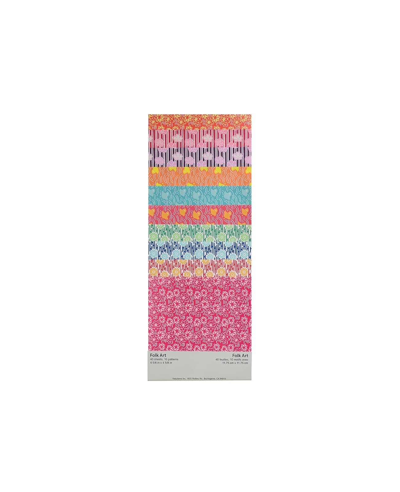 Yasutomo Fold'ems Origami Paper 10 chiyogami folk patterns 4 5/8 in. pack of 40