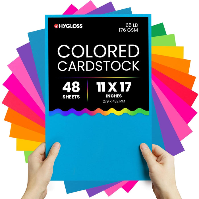 Hygloss Card Stock, 11 x 17 Inch, 12 Assorted Colors