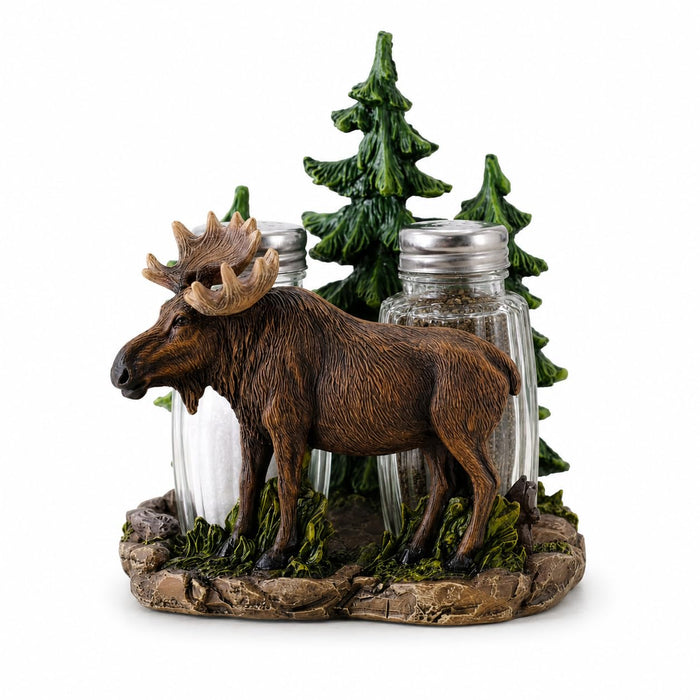 Comfy Hour 5 Inch Moose Salt and Pepper Shakers, Rustic Cabin Set of 2