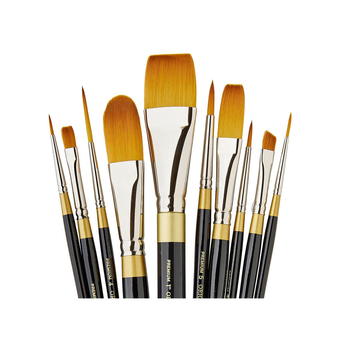 KINGART Paint Brush, Set of 10, Gold,silver