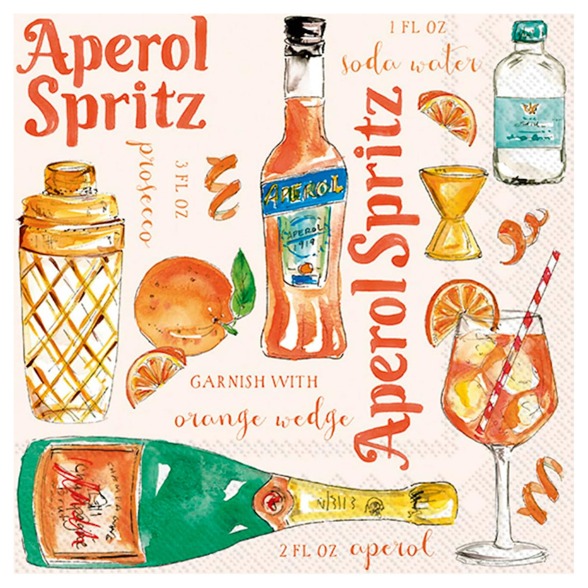 ihr SINCE 1977 Disposable Napkin, 5" x 5", Aperol Spritz