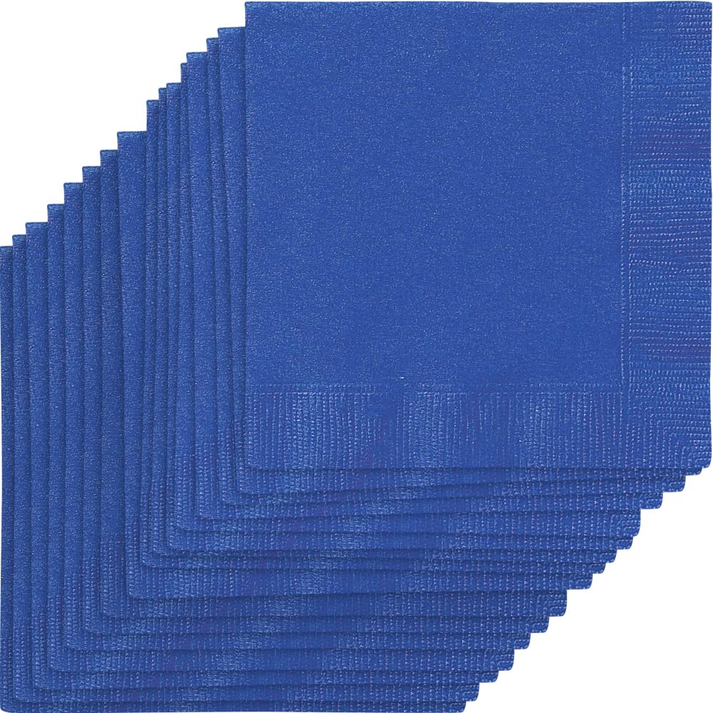 Unique Industries, Disposable Beverage Napkins, DIY Party Supplies - Royal Blue, Pack of 20