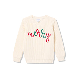 Mud Pie Sweater, White, Kids Christmas Merry Sweater