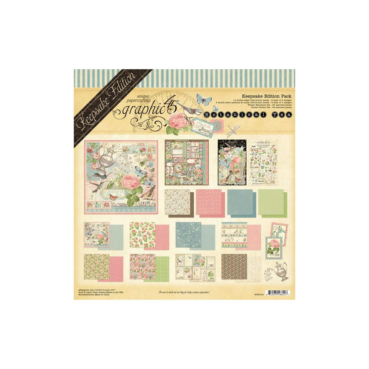 Graphic 45 Art Craft Kit, 12x12 inches, Multicolored
