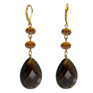 1928 Jewelry Company Earring, 2.7"L x 0.71"W, Smoke Topaz