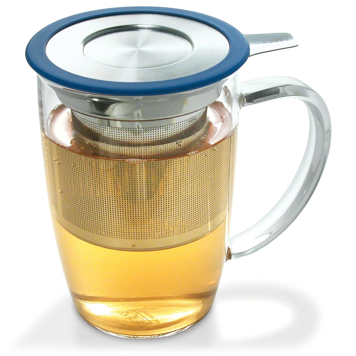 FORLIFE NewLeaf Glass Tea 16-Ounce Mug with Infuser and Lid, Marine