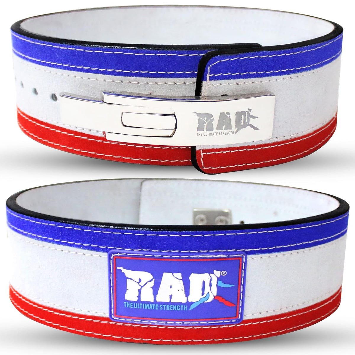 RAD Weightlifting Belt, Large, White/Blue/Red