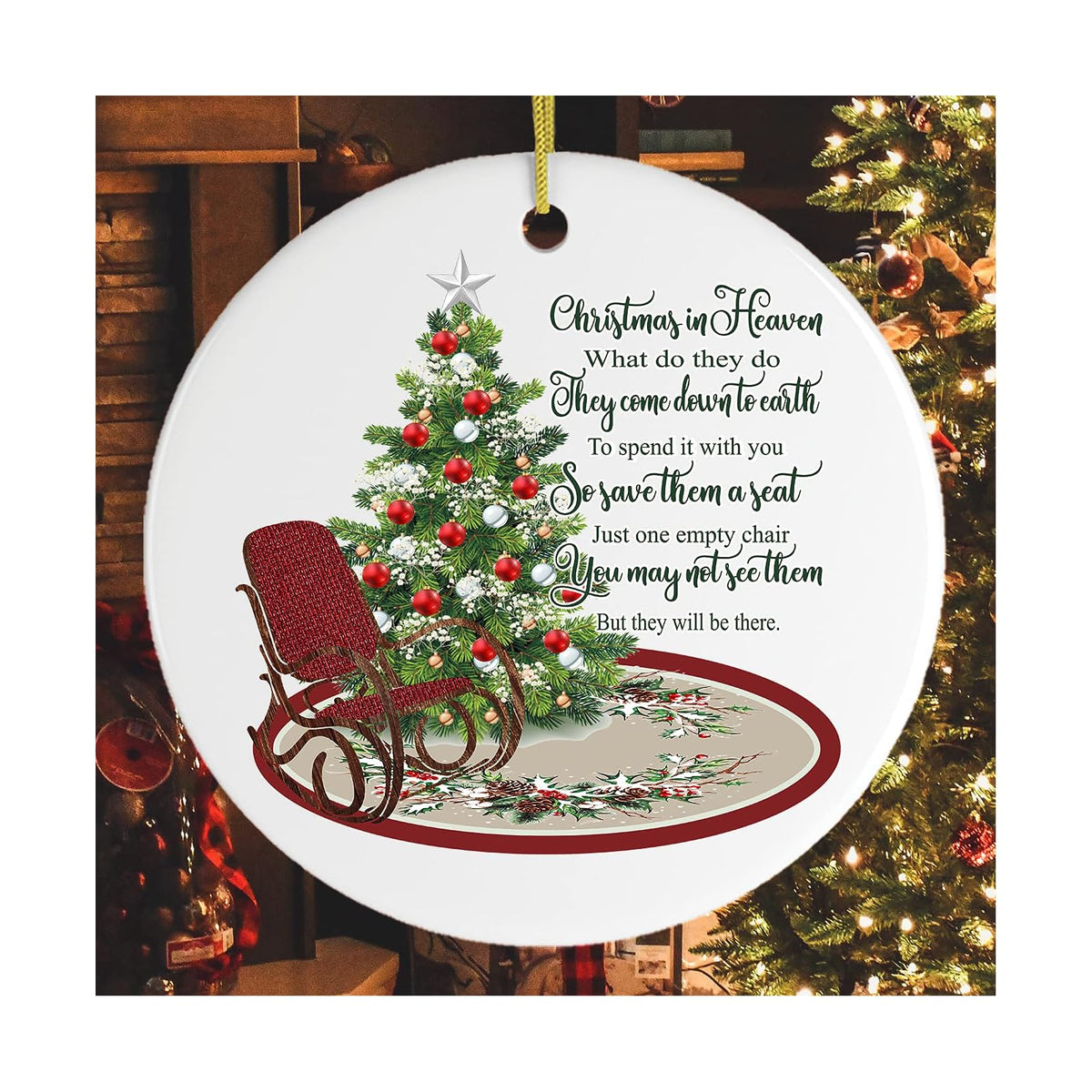 OrnamentallyYou Hanging Ornament, Christmas in Heaven Quote Ornament, Elegant