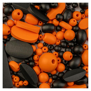 John Bead Craft Bead, Assorted Sizes, Black and Orange