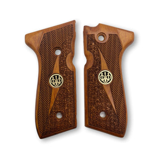 Zib Grips Gun Grip, Beretta 92-F, Zib | Geometric Pattern - Metal Logo - Dark Br