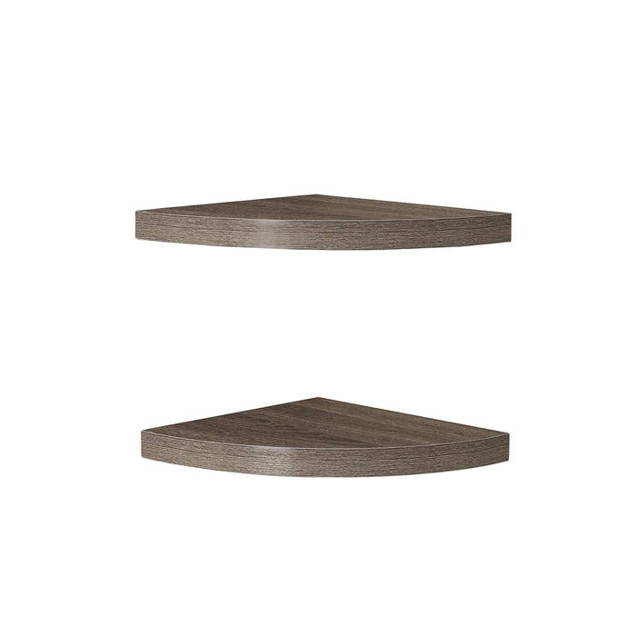 Danya B. Rustic Weathered Oak Corner Radial Shelves (Set of 2)
