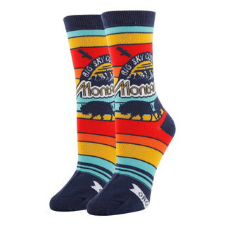 ooohyeah Women’s Funny State Crew Socks, Crazy Novelty Cotton Dress Socks, Montana