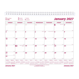 Rediform Calendar, Burgundy/White