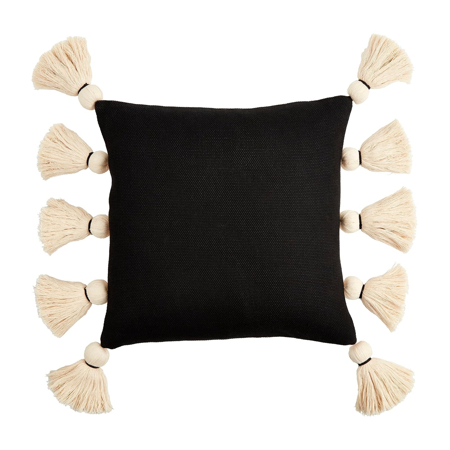 Mud Pie Square Black Tassel Pillow, 18" x 18"