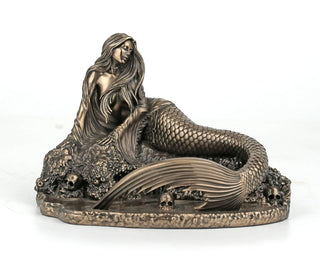 Unicorn Studio Veronese Design 5 7/8 Inch Sirens Lament by Anne Stokes Cold Cast Resin Bronze Finish Mermaid Statue Home Decor