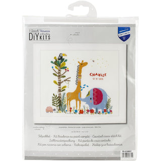 Vervaco Art Craft Kit, By the yard, Jungle Animal Party (14 Count)