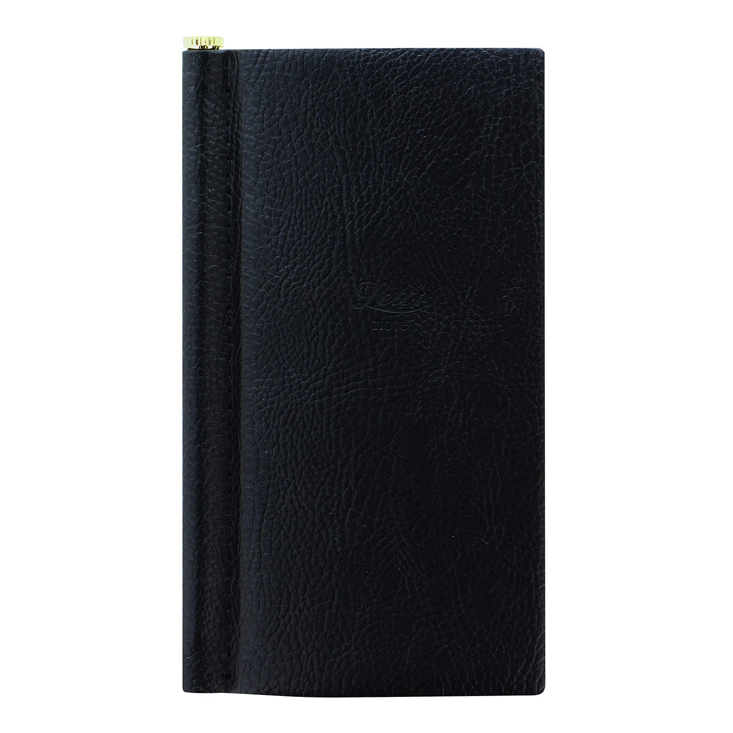 Lett's Note Origins Collection Slim Pocket Size Notebook with Gold Pen, Ruled, 240 Pages, Cream Paper, 5.75" x 2.75", Black (B090010)