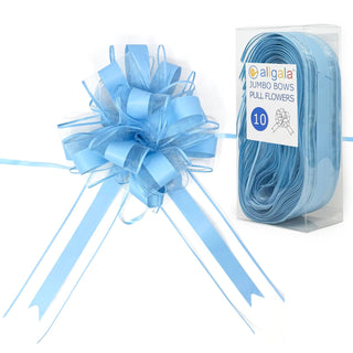 allgala Decorative Ribbon Trim, 8 Inch Jumbo (Pack of 10), Light Blue