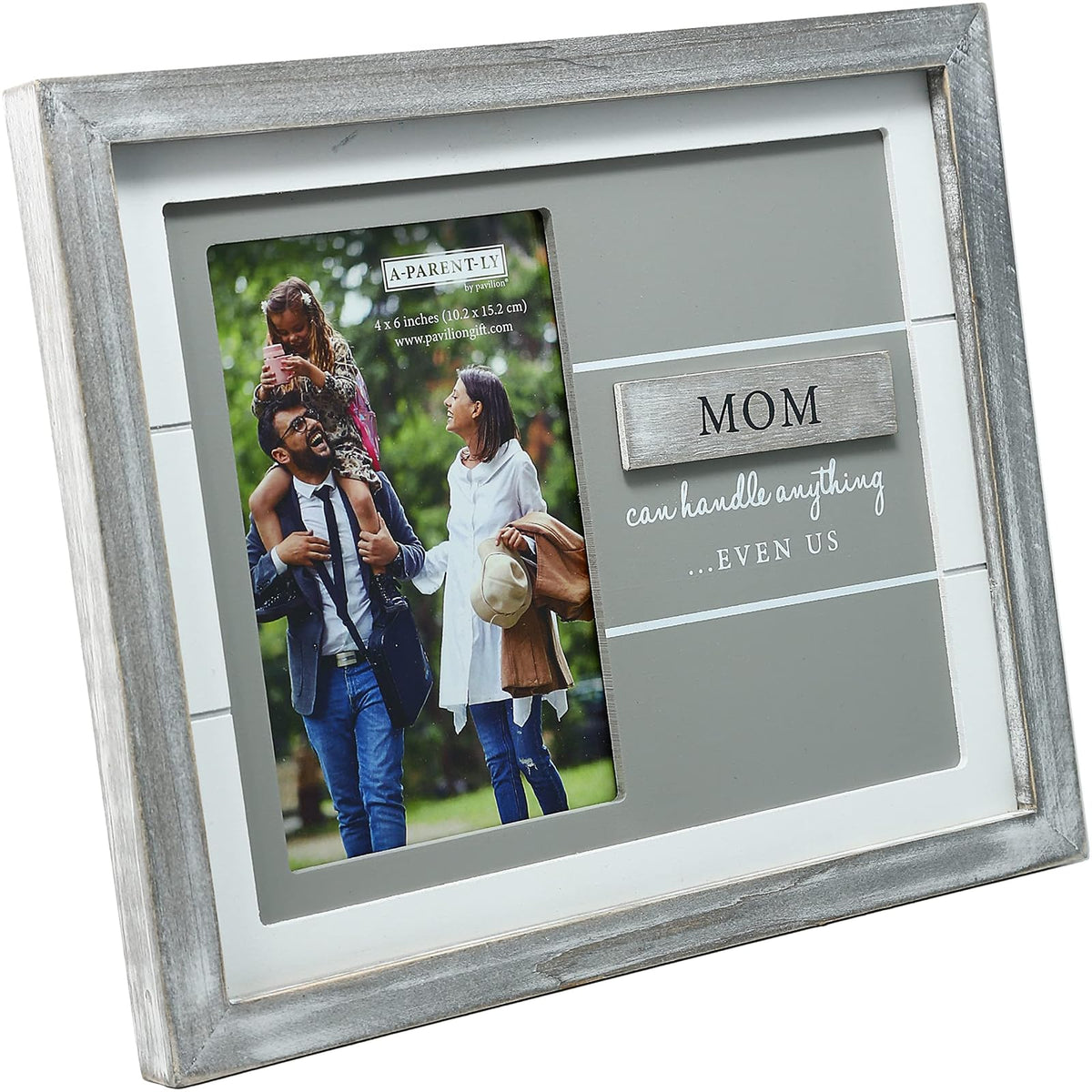 Pavilion Gift Company Picture Frame, 4" x 6" Photo Holder, Gray & White