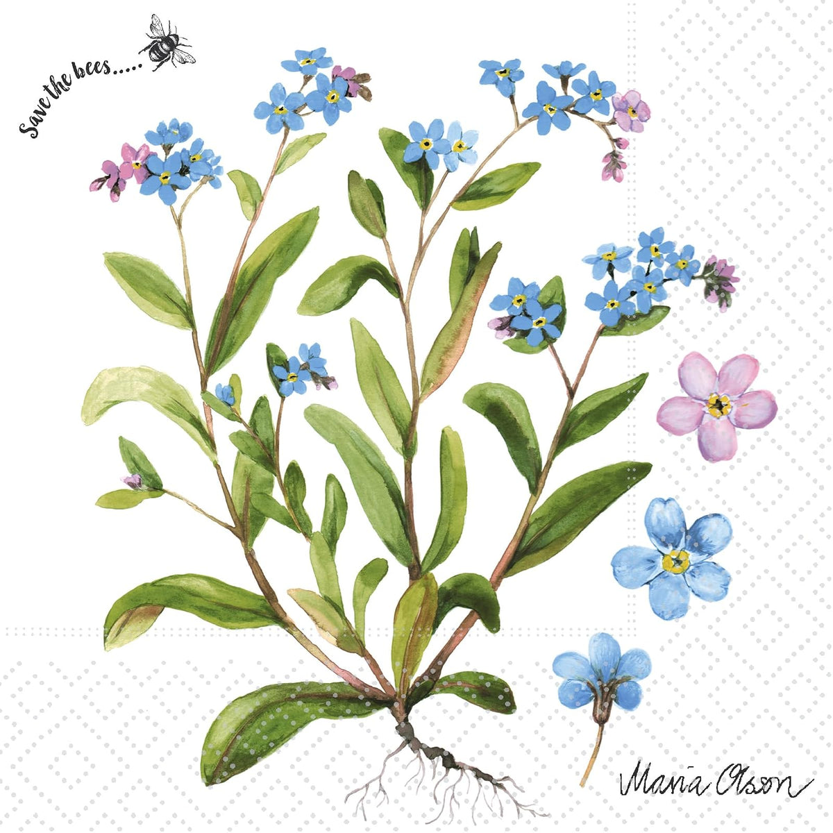 Boston International Disposable Napkin, 5" x 5", Wild Violets
