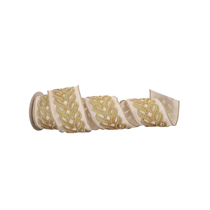 Regency International Decorative Ribbon Trim, Ivory,Gold, Gold