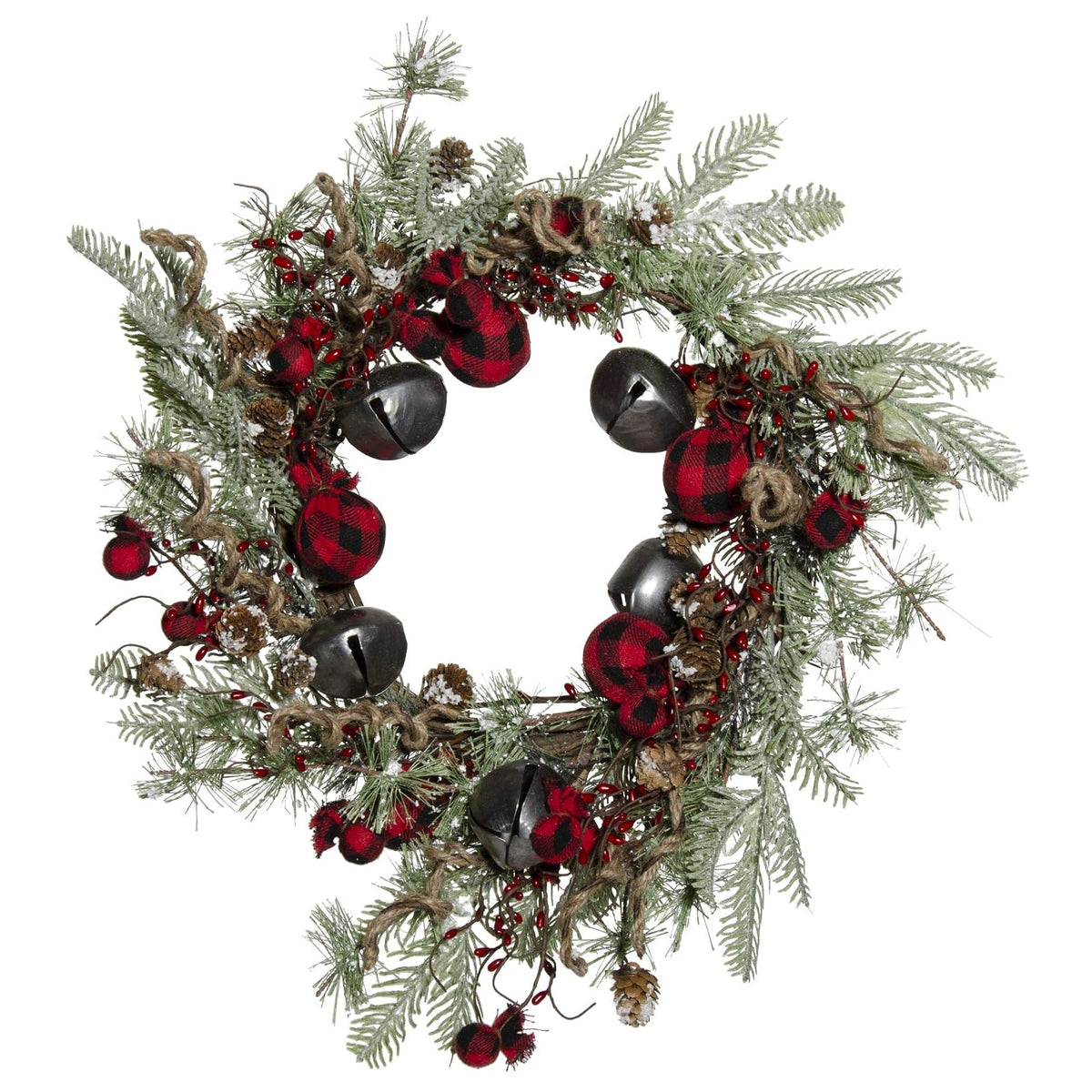 CWI Gifts Wreath, Buffalo Gingham Country Holiday