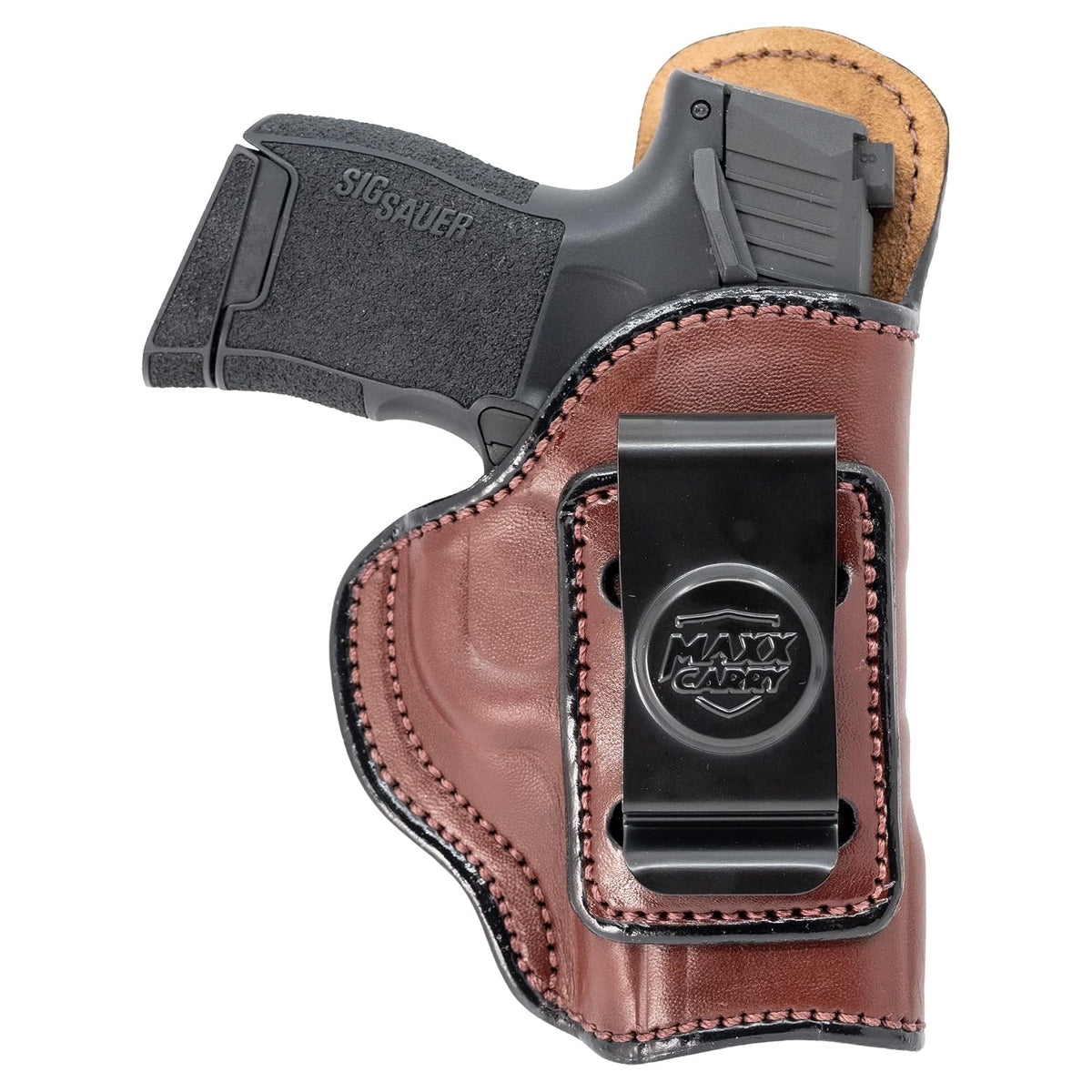 Cardini Leather USA Gun Holster, Medium, Brown - Right Hand Draw (IWB)
