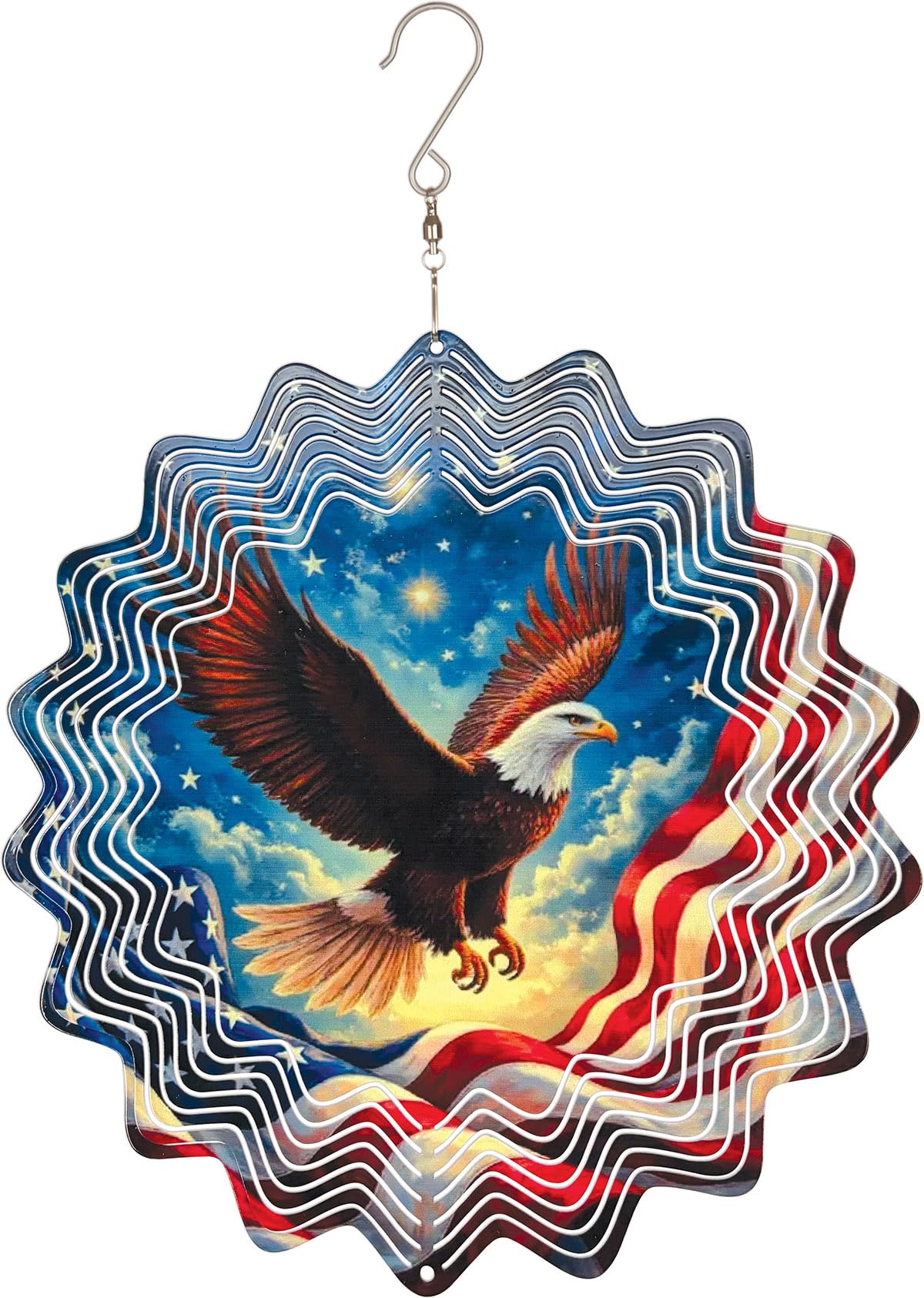 Sunset Vista Designs Wind Spinner, Brown, Red, Blue and White, Modern