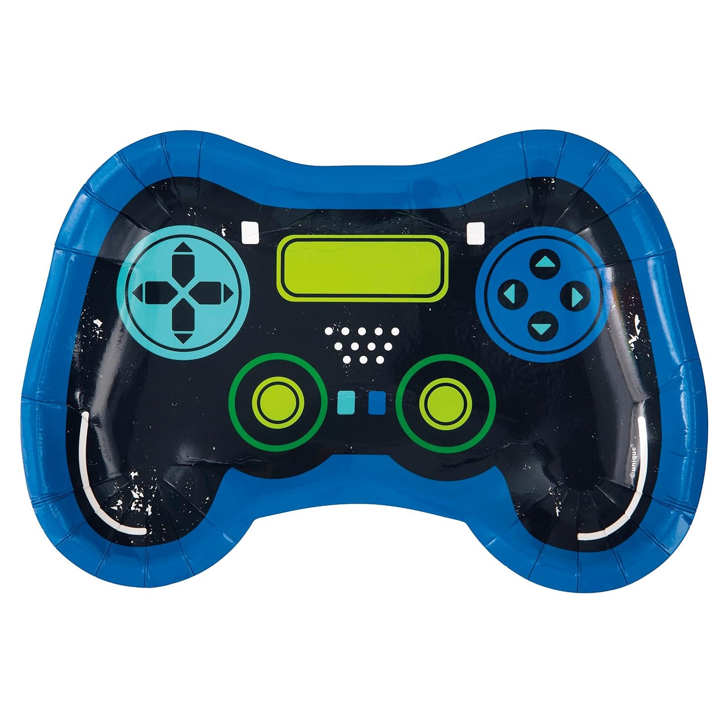 Unique Industries Unique 25217 Controller Shaped Paper Plates-23.5 cm-Gamer Birthday Party-8 Count (Pack of 1), Multicolour