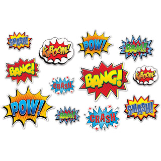 Beistle Hero Action Speech Bubble Cutouts - 12 Pcs.
