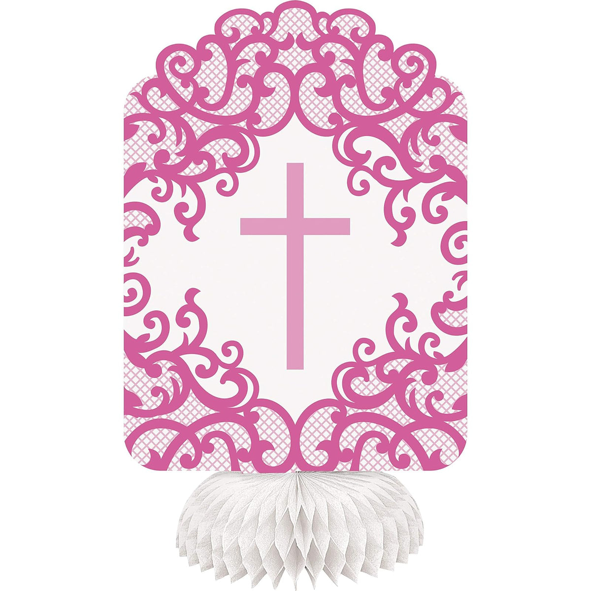 Unique Industries Fancy Cross Honeycomb Centerpiece Decorations I Pink I 3 Pcs.