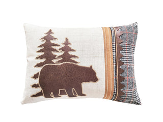 Comfy Hour 18 x 13 Inch Bear Pillow, Plaid Cabin Lumbar Throw Pillow