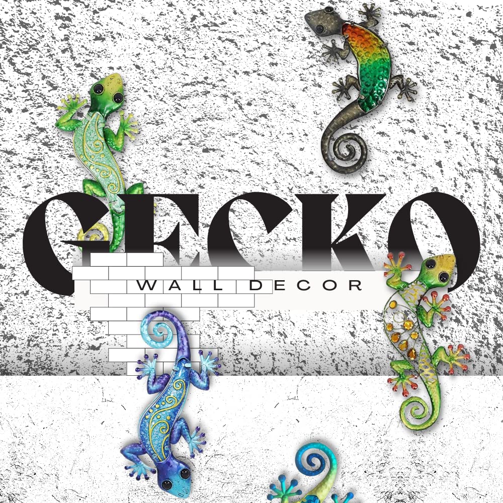 Comfy Hour Gecko Wall Art Collection 15" Metal Art Lizard Wall Decor