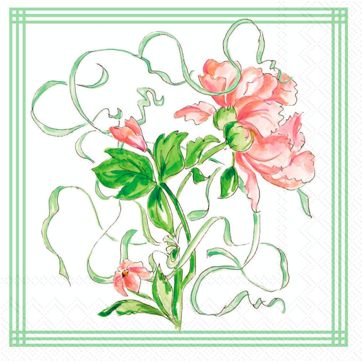 ihr SINCE 1977 Disposable Napkin, 5" x 5", Coral Garden Party