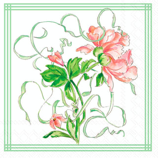 ihr SINCE 1977 Disposable Napkin, 5" x 5", Coral Garden Party