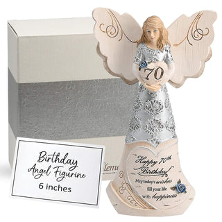 Pavilion Gift Company 82416 Elements 70th Birthday May Today's Wishes Fill Your Life with Happiness 6 Inch Angel Figurine