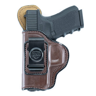 Cardini Leather USA Gun Holster, Left Hand, Brown - Left Hand Draw (Inside the W