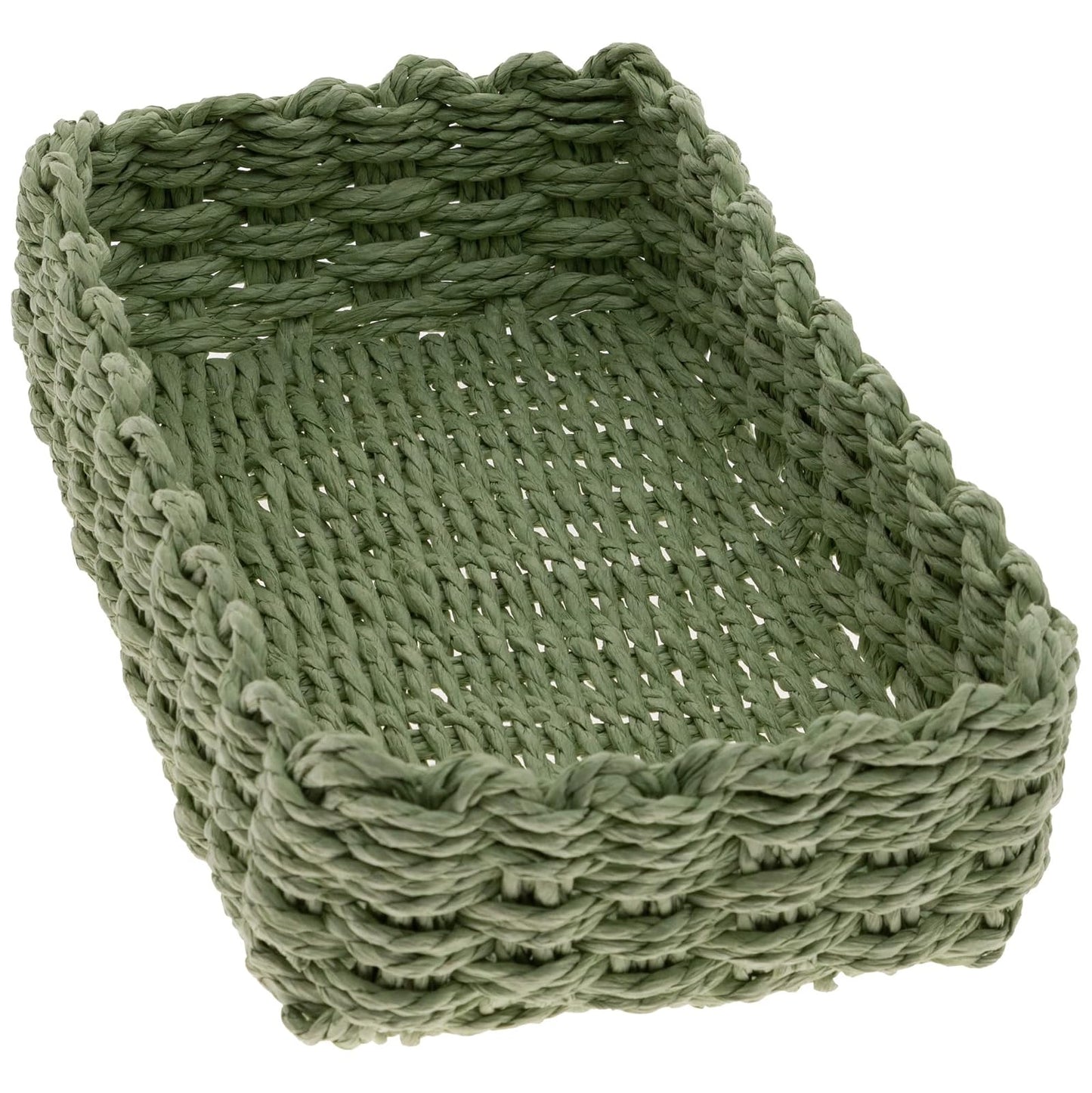Boston International Woven Basket Napkin Holder Caddy, Guest Towel Size, Light Green