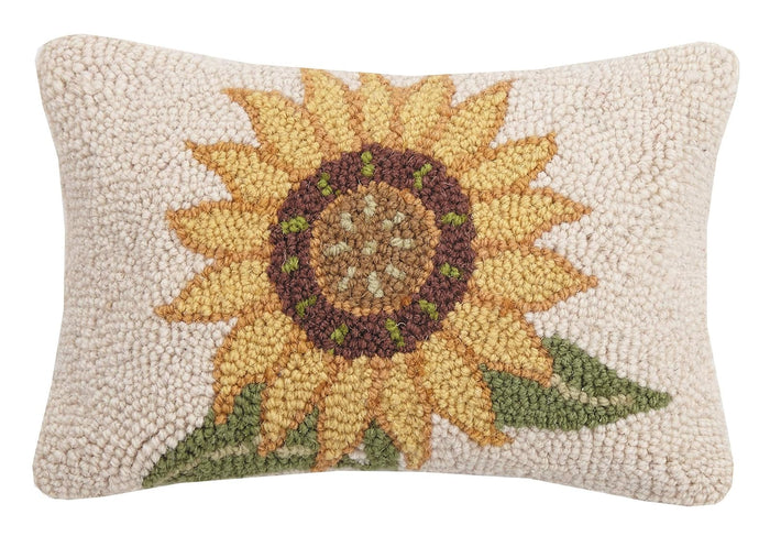 Peking Handicraft Autumn Festive Sunflower Hooked Wool Pillow 8 x 12