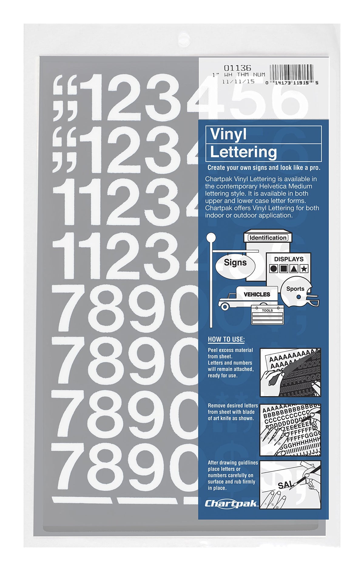 Chartpak Signage, 1 Inch High, White