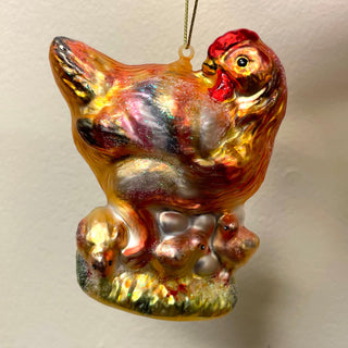 OrnamentallyYou Hanging Ornament, Chicken and Baby, Rustic
