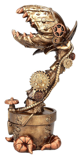 Pacific Trading Mechanical Flesh Eating Plant Steampunk Garden Venus Fly Trap Plant Resin Figurine
