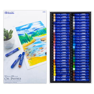 BAZIC PRODUCTS Oil Pastels, 49 Colors, Non-Toxic, 50 Count