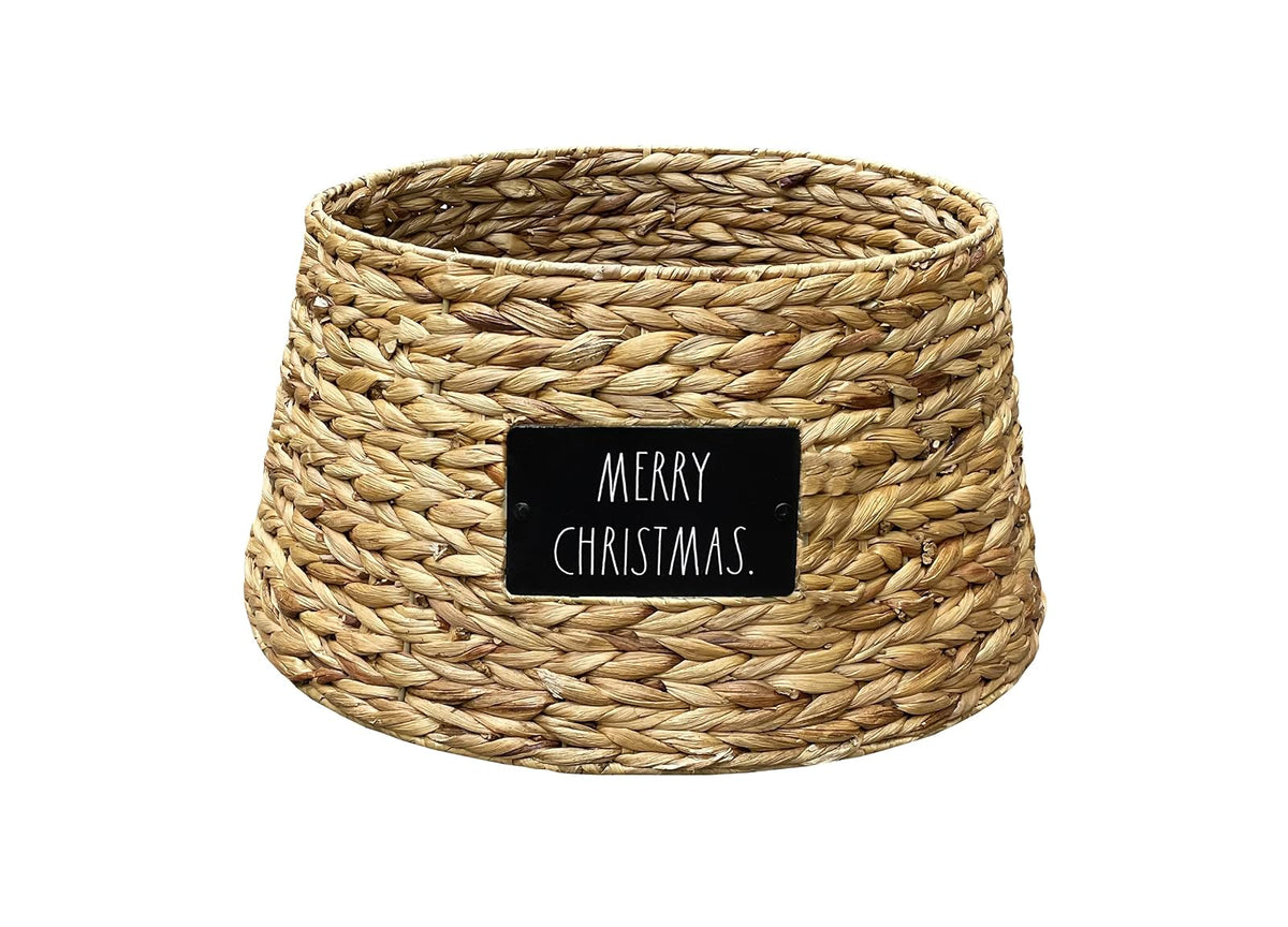 DesignStyles Rae Dunn Christmas Tree Collar - Base Decoration to Cover Artificial Christmas Tree Stand – Natural Woven - Rustic & Farmhouse Holiday Decorations - Christmas Tree Collars for Artificial Trees