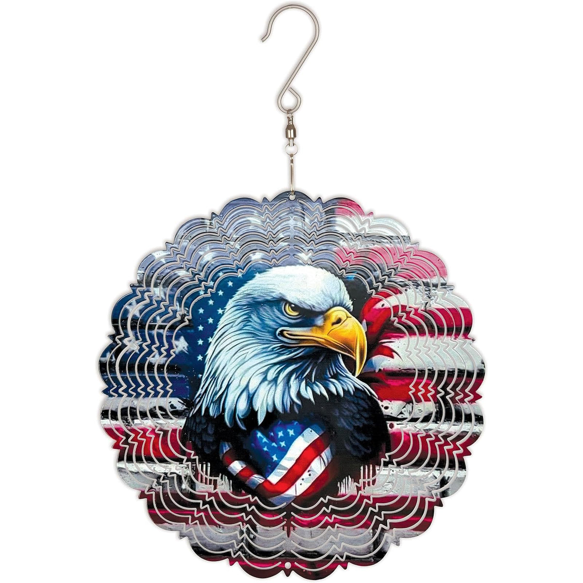 Sunset Vista Wind Spinner, Blue, Red and White, Modern