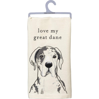 Primitives by Kathy Dish Towel Love My Great Dane
