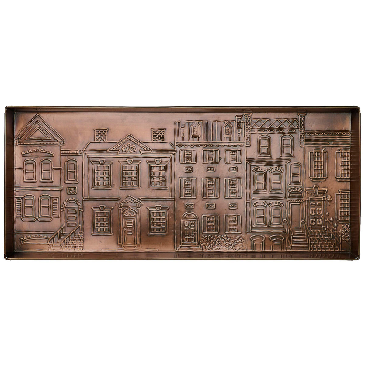 HF by LT Townhouses Pattern Metal Boot Tray, 30 x 13 inches, Antique Copper Finish